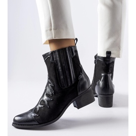Botas cowboy Henriette negras con tacón bajo negro 2