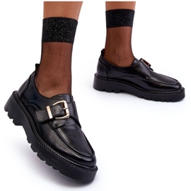 Vinceza Zapatos Planos De Piel Con Hebilla, Negro Meara 8
