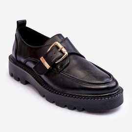 Vinceza Zapatos Planos De Piel Con Hebilla, Negro Meara 1