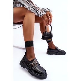 Vinceza Zapatos Planos De Piel Con Hebilla, Negro Meara 3