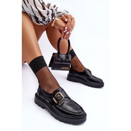 Vinceza Zapatos Planos De Piel Con Hebilla, Negro Meara 6