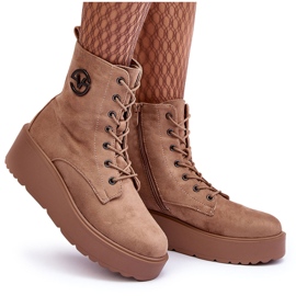 Vinceza Botines de trabajo de ante beige con plataforma enorme Cuñas Beige Lavica 10