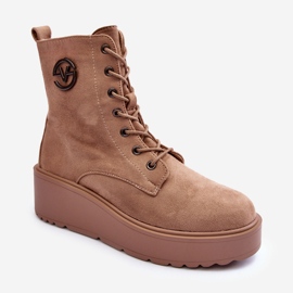 Vinceza Botines de trabajo de ante beige con plataforma enorme Cuñas Beige Lavica 2