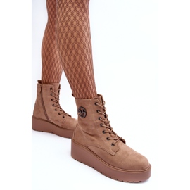 Vinceza Botines de trabajo de ante beige con plataforma enorme Cuñas Beige Lavica 9