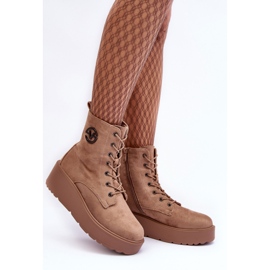 Vinceza Botines de trabajo de ante beige con plataforma enorme Cuñas Beige Lavica 4