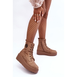 Vinceza Botines de trabajo de ante beige con plataforma enorme Cuñas Beige Lavica 6
