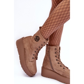 Vinceza Botines de trabajo de ante beige con plataforma enorme Cuñas Beige Lavica 8