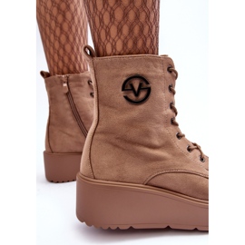 Vinceza Botines de trabajo de ante beige con plataforma enorme Cuñas Beige Lavica 1