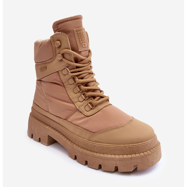 Botines Mujer Trappers Aislantes Con Plataforma Y Tacón Plano Big Star MM274340 Beige 2