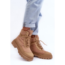 Botines Mujer Trappers Aislantes Con Plataforma Y Tacón Plano Big Star MM274340 Beige 4