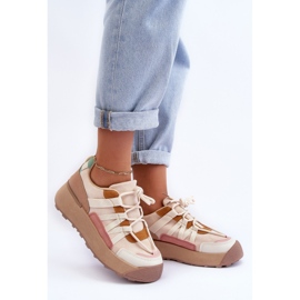 PS1 Zapatillas Deportivas de Mujer de Ante con Plataforma Beige Rohan 2