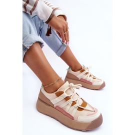 PS1 Zapatillas Deportivas de Mujer de Ante con Plataforma Beige Rohan 7