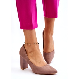 Seastar Zapatos de tacón de ante con tacones altos beige de moda 2