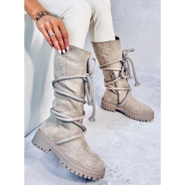 Botas de ante con cordón Spicer Beige 4