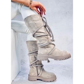 Botas de ante con cordón Spicer Beige 5