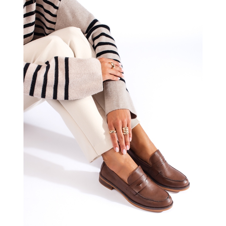 Mocasines tacón bajo mujer Shelovet marrón 1