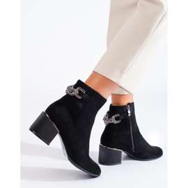 Botines de mujer de ante negro con elegante tacón Shelovet 2
