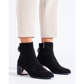 Botines de mujer de ante negro con elegante tacón Shelovet 3