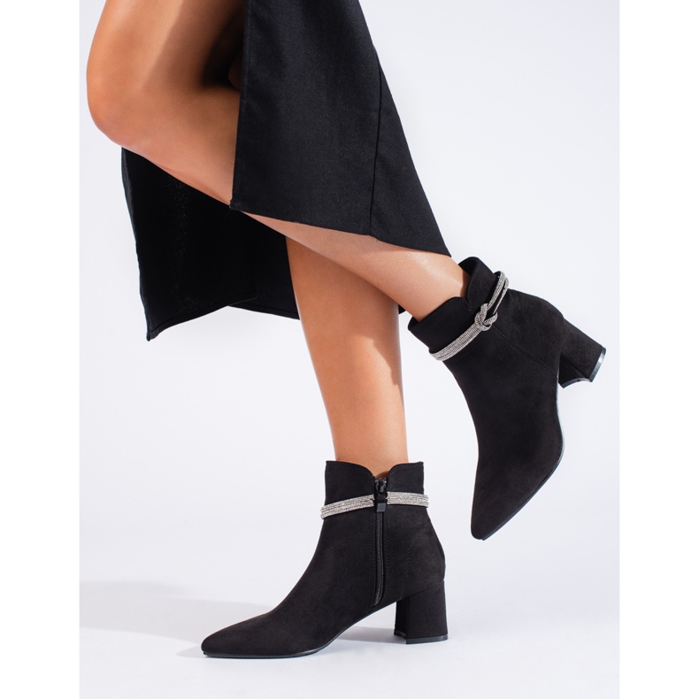 Botines de mujer Shelovet de ante clásico negro 1