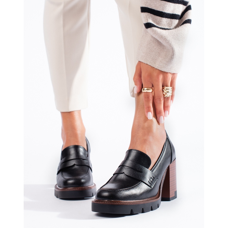 Elegantes zapatos de tacón de mujer negros de Shelovet 1