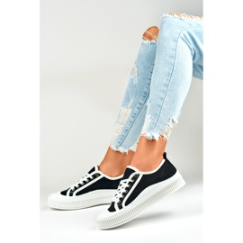 Zapatillas de mujer negras con suela blanca. negro 4