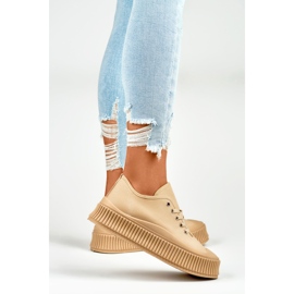 Zapatillas de mujer beige con suela gruesa. 3