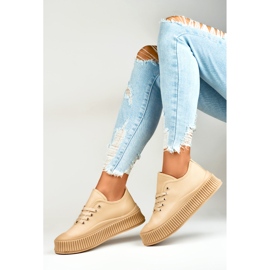 Zapatillas de mujer beige con suela gruesa. 4
