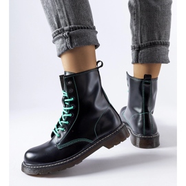 Inna Botas negras con hilo decorativo Rocco verde. negro 2