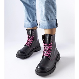 Inna Botas negras con hilo decorativo Oberto rosa. negro 1 Inna Botas negras con hilo decorativo Oberto rosa. negro 1