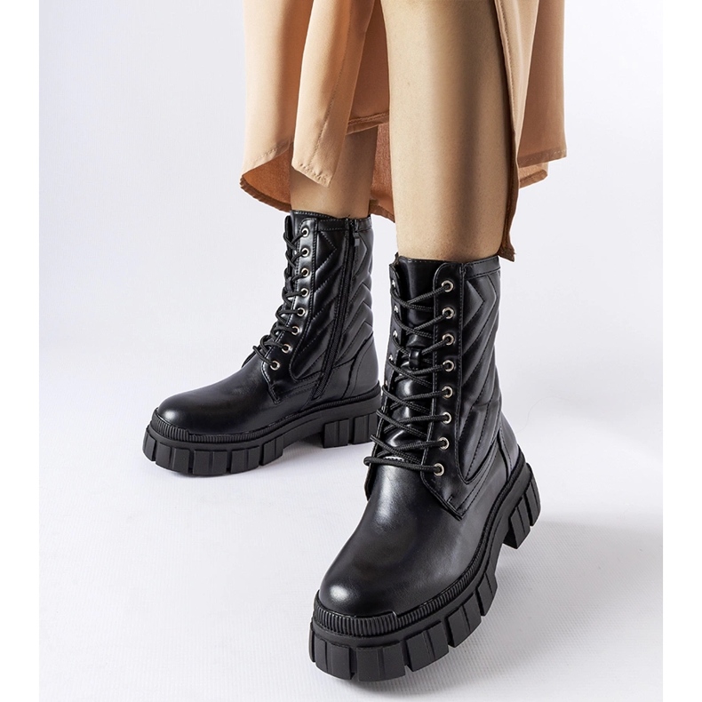 Botas de trabajo negras decoradas con pespuntes Fiacre negro 1