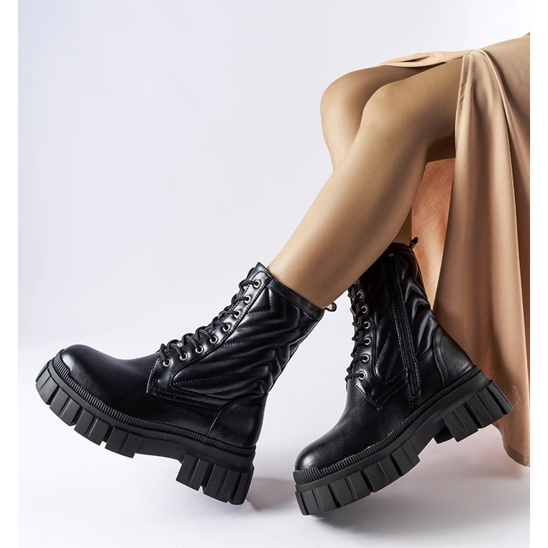 Botas de trabajo negras decoradas con pespuntes Fiacre negro 2