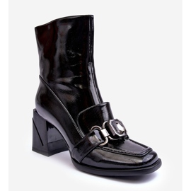 Botines De Piel Con Tacones Enormes Y Decoración S.Barski MR870-99 Negro 9