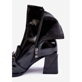 Botines De Piel Con Tacones Enormes Y Decoración S.Barski MR870-99 Negro 10