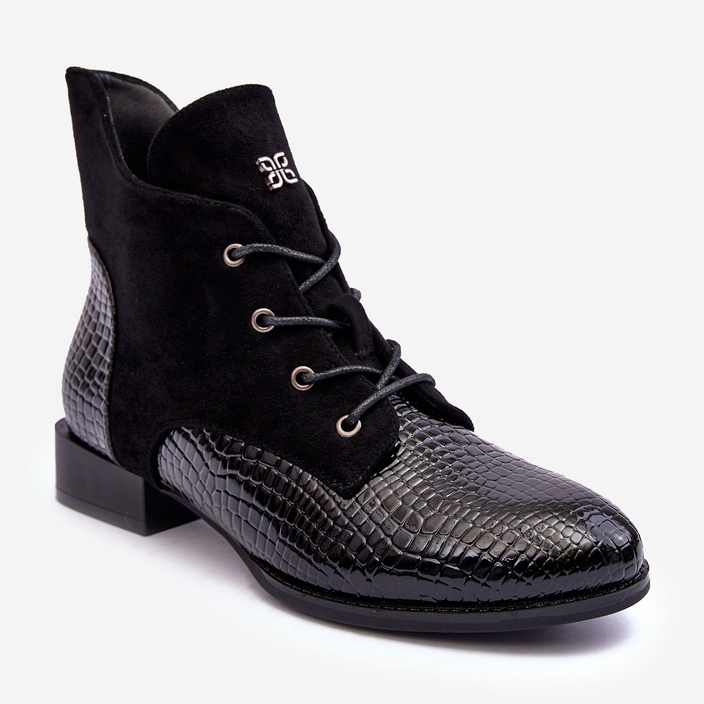 Vinceza Bailarina de Piel con Estampado Animal Tianeta Negra negro 1