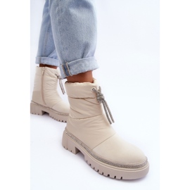 PS1 Botas de nieve de tacón plano decoradas Plotia beige claro 5