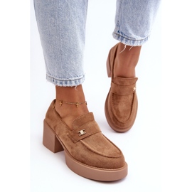 PS1 Zapatos de tacón mujer en ante beige oscuro Afnira 4