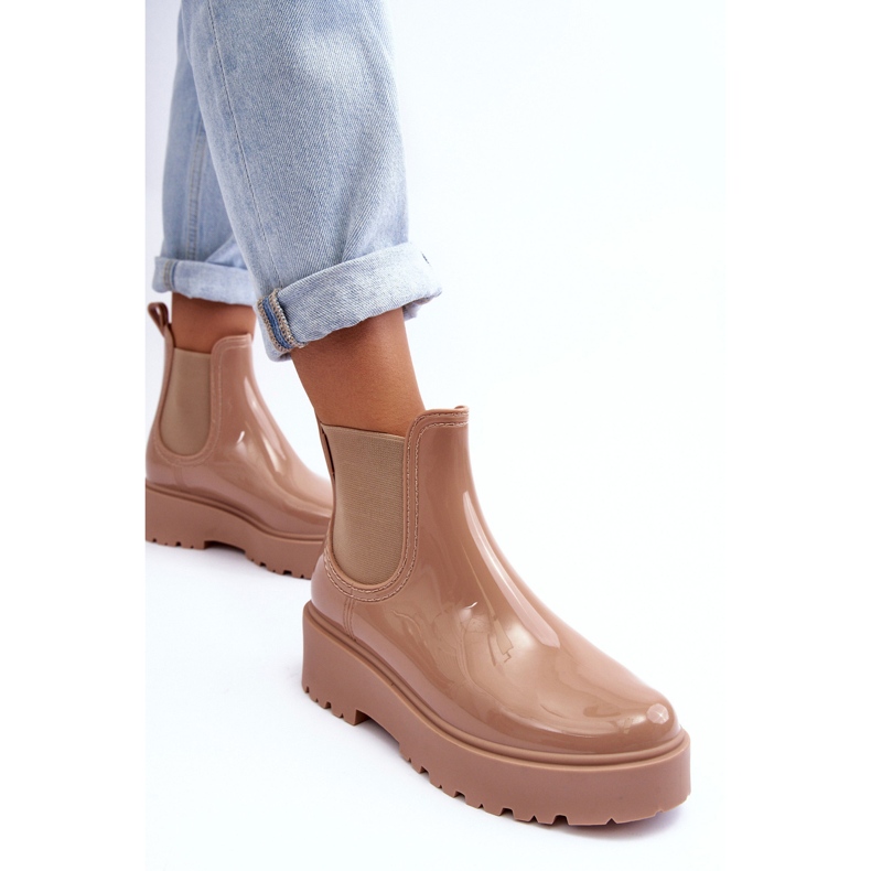 Botas de agua con plataforma Big Star de charol MM274396 Beige 1