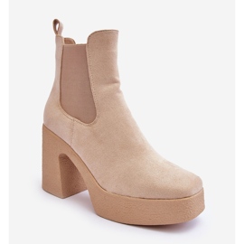 Botines de ante con tacón alto enorme Beige Sunilda 1