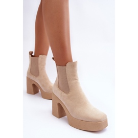 Botines de ante con tacón alto enorme Beige Sunilda 6
