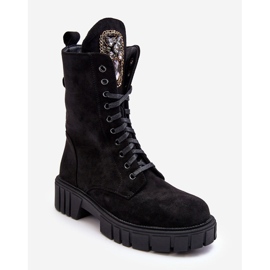 Botines Worker De Ante Con Adorno De Joyas, Marx Negro 3