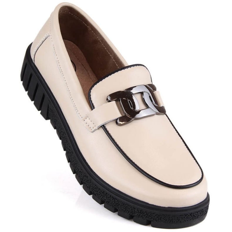 Zapatos de plataforma de piel con cadena Filippo W PAW460B beige 1