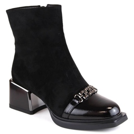 D&amp;A S.Barski Premium Collection W OLI231A Botines negros con tacón decorativo 1