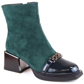 Botines D&amp;A S.Barski Premium Collection con tacón decorativo W OLI231B verde 1