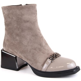 D&amp;A S.Barski Premium Collection W OLI231C Botines beige con tacón decorativo 1