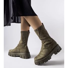 Botas calcetín de ante ecológico verdes de Pancrazio 1
