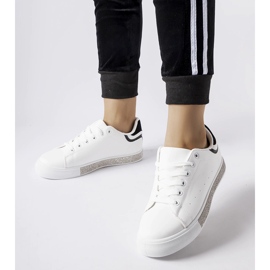 Deportivas blancas y negras con strass Dina blanco 1