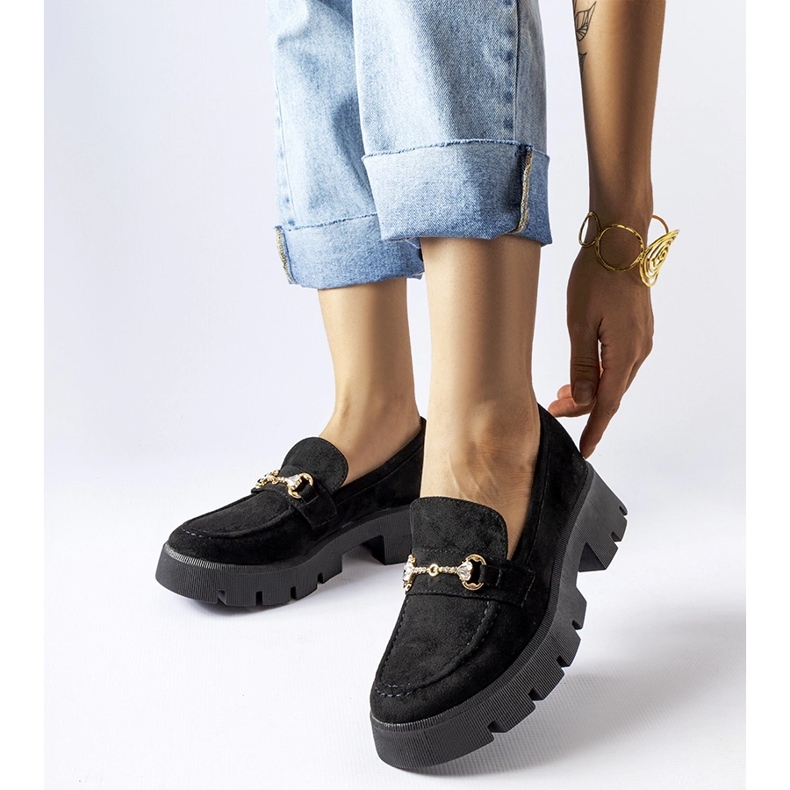 Mocasines negros con hebilla y pedrería Gaiola 1