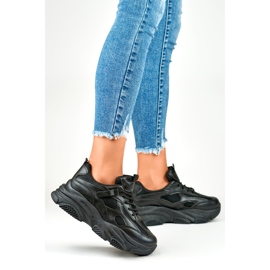 Zapatillas de mujer negras con suela gruesa. negro 5
