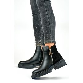 Botines de mujer con cremallera decorativa. negro 4