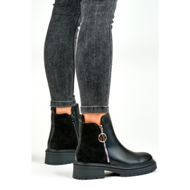 Botines de mujer con cremallera decorativa. negro 3